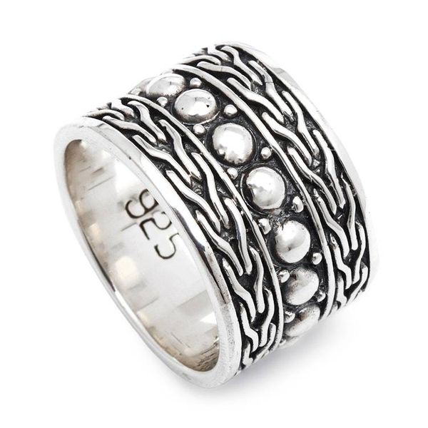 Alternate image for Mens Handcrafted Sterling Silver Band Ring Warrior
