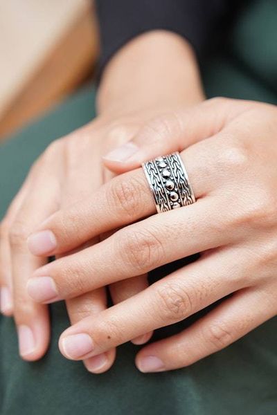 Alternate image for Mens Handcrafted Sterling Silver Band Ring Warrior