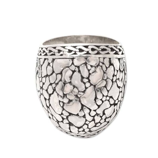 Alternate image for Mens Traditional Sterling Silver Cocktail Ring from Bali Denpasar Nobility