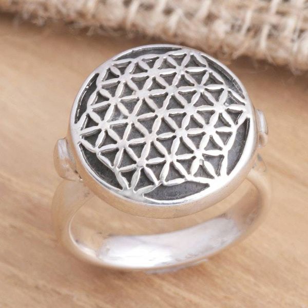 Alternate image for Sterling Silver Signet Ring from Indonesia Flower of Life