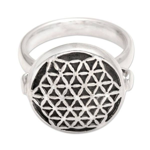 Alternate image for Sterling Silver Signet Ring from Indonesia Flower of Life