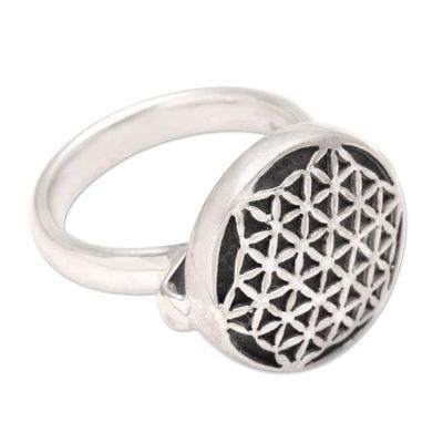 Alternate image for Sterling Silver Signet Ring from Indonesia Flower of Life