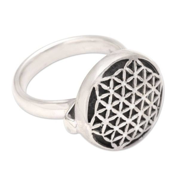 Alternate image for Sterling Silver Signet Ring from Indonesia Flower of Life