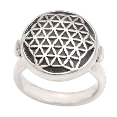 Alternate image for Sterling Silver Signet Ring from Indonesia Flower of Life