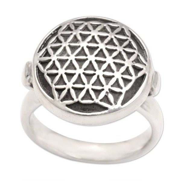 Alternate image for Sterling Silver Signet Ring from Indonesia Flower of Life