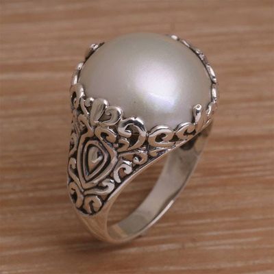 Alternate image for Cultured Mabe Pearl and Sterling Silver Domed Ring from Bali Palatial Dreams