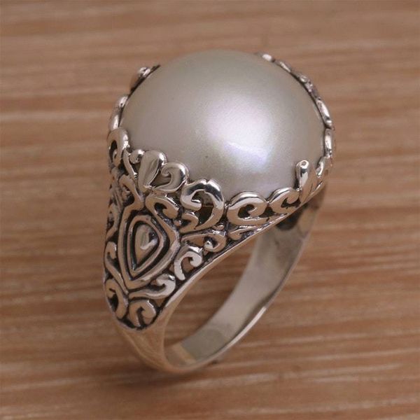 Alternate image for Cultured Mabe Pearl and Sterling Silver Domed Ring from Bali Palatial Dreams