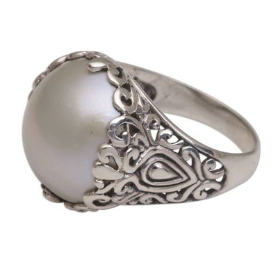 Alternate image for Cultured Mabe Pearl and Sterling Silver Domed Ring from Bali Palatial Dreams