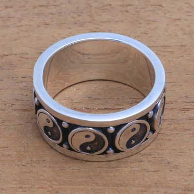 Alternate image for Sterling Silver Yin and Yang Band Ring from Bali Peace Be With You