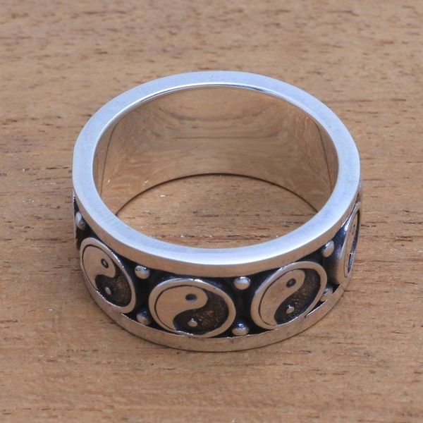 Alternate image for Sterling Silver Yin and Yang Band Ring from Bali Peace Be With You