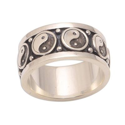 Alternate image for Sterling Silver Yin and Yang Band Ring from Bali Peace Be With You