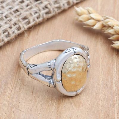 Alternate image for Mens Gold-Accented Cocktail Ring with Hammered Finish Golden Cave
