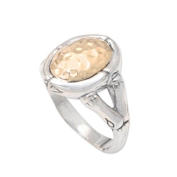 Alternate image for Mens Gold-Accented Cocktail Ring with Hammered Finish Golden Cave