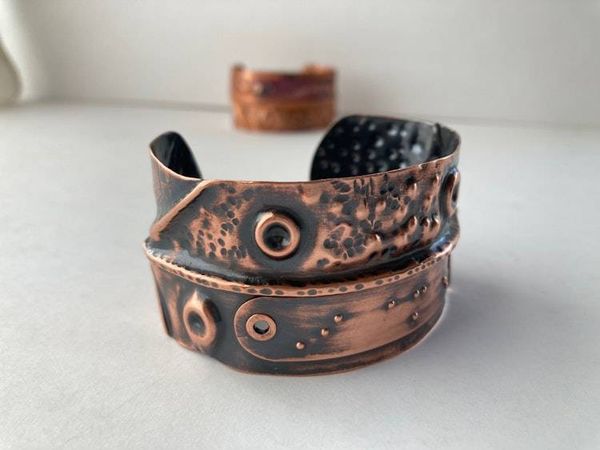 Alternate image for I am enough Braille Shiny Copper Cuff Bracelet