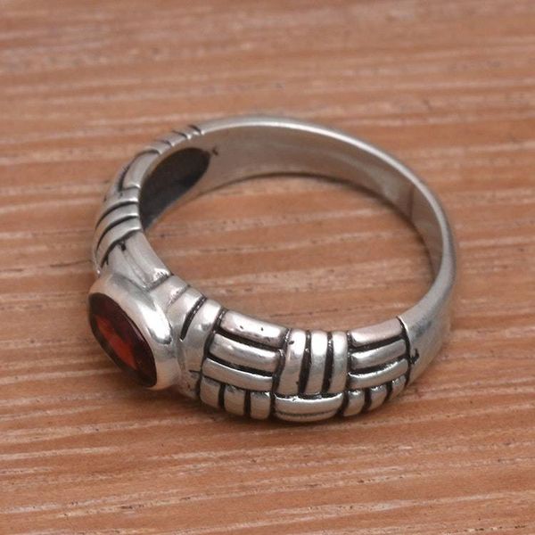 Alternate image for Sterling Silver Garnet Gemstone Bamboo Grove Balinese Ring Bamboo Grove