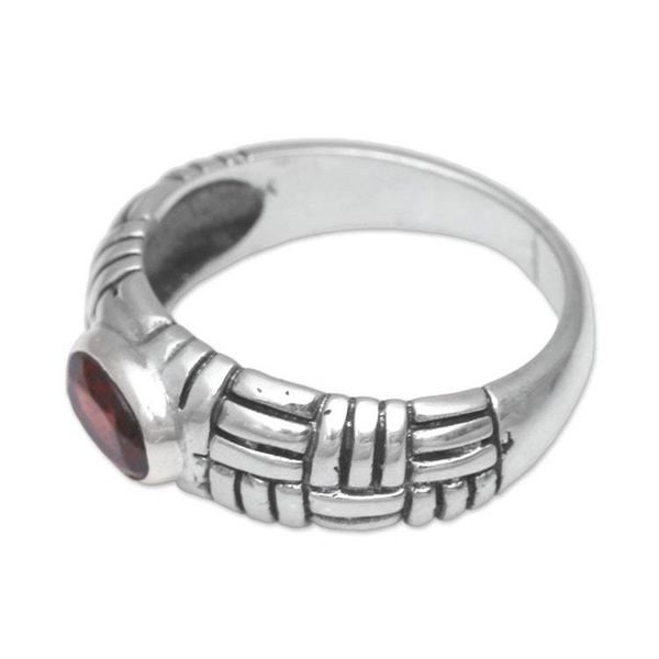 Alternate image for Sterling Silver Garnet Gemstone Bamboo Grove Balinese Ring Bamboo Grove