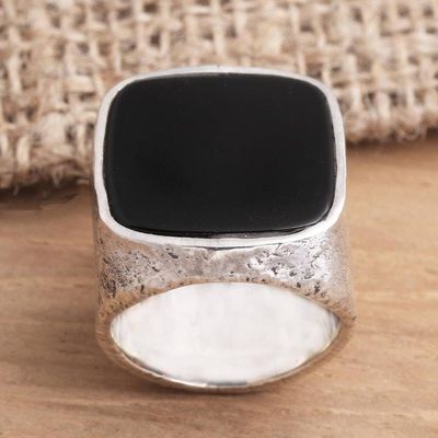 Alternate image for Mens Square Onyx Signet Ring from Bali Night Window
