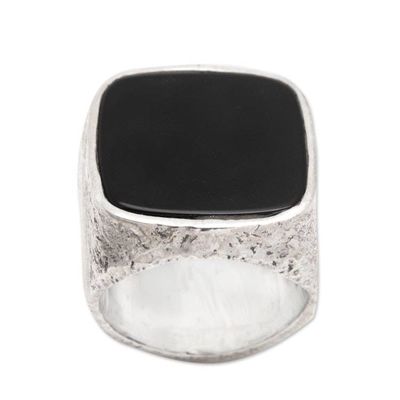 Alternate image for Mens Square Onyx Signet Ring from Bali Night Window