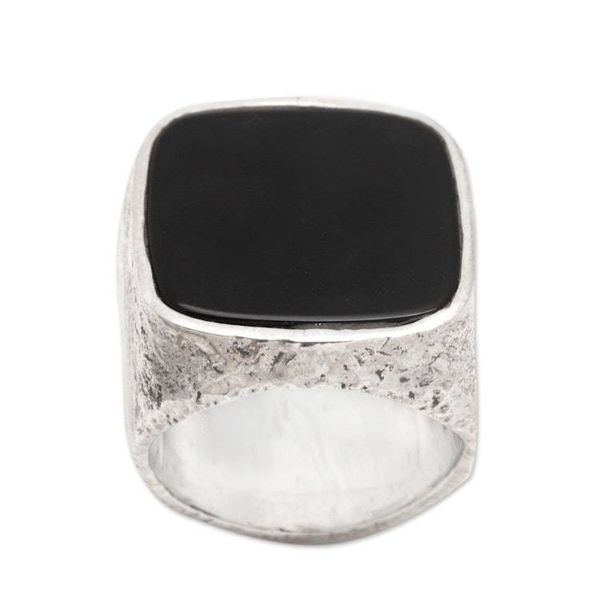 Alternate image for Mens Square Onyx Signet Ring from Bali Night Window