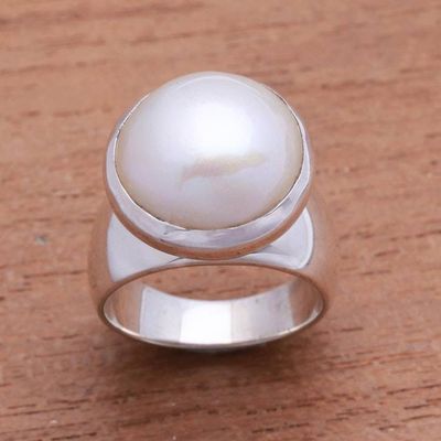 Alternate image for Gleaming Cultured Pearl Cocktail Ring from Bali Gleaming Dome