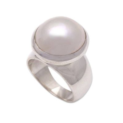 Alternate image for Gleaming Cultured Pearl Cocktail Ring from Bali Gleaming Dome