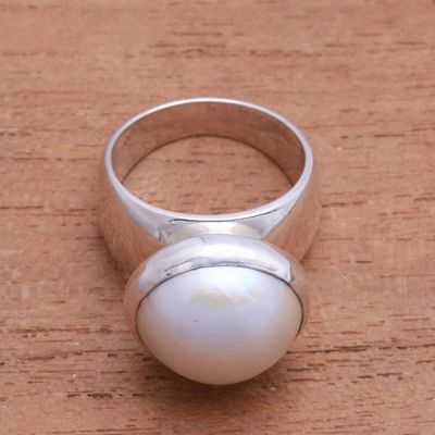 Alternate image for Gleaming Cultured Pearl Cocktail Ring from Bali Gleaming Dome
