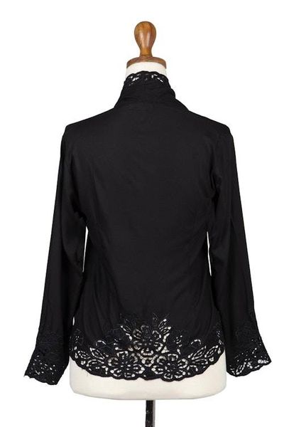 Alternate image for Embroidered Rayon Kebaya Blouse in Onyx from Bali Onyx Bidadari