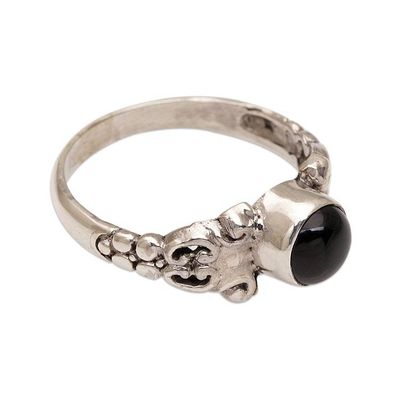 Alternate image for Handmade Onyx 925 Sterling Silver Cocktail Ring Indonesia Be Good