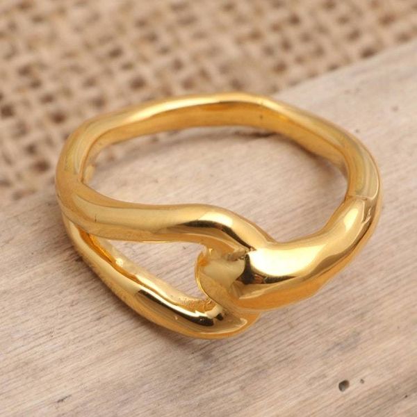 Alternate image for Hand Made Gold-Plated Cocktail Ring Locked Loop