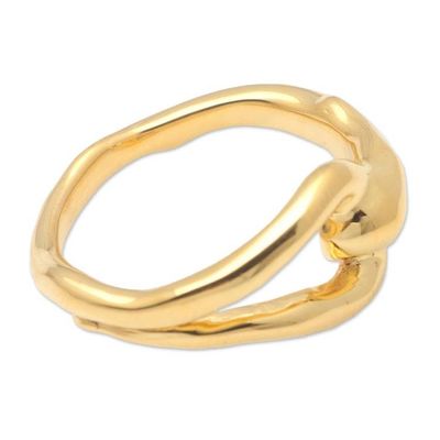Alternate image for Hand Made Gold-Plated Cocktail Ring Locked Loop