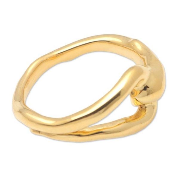 Alternate image for Hand Made Gold-Plated Cocktail Ring Locked Loop