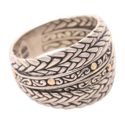 Alternate image for Bohemian Sterling Silver Band Ring with Gold-Plated Accents Bohemian Allure