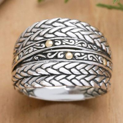 Alternate image for Bohemian Sterling Silver Band Ring with Gold-Plated Accents Bohemian Allure