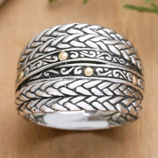 Alternate image for Bohemian Sterling Silver Band Ring with Gold-Plated Accents Bohemian Allure
