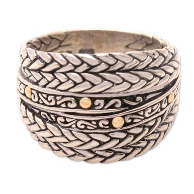 Alternate image for Bohemian Sterling Silver Band Ring with Gold-Plated Accents Bohemian Allure