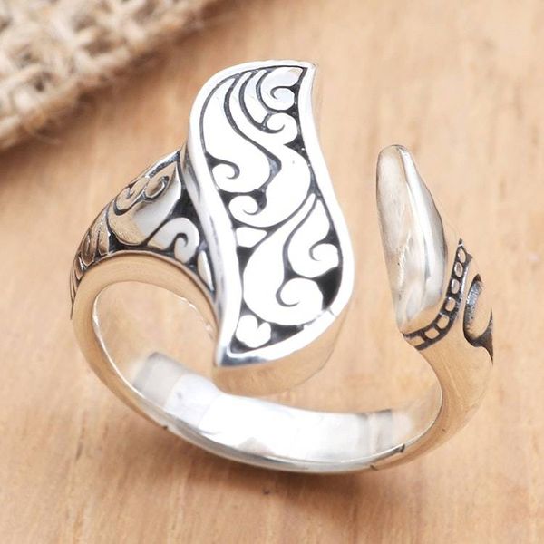 Alternate image for Handmade Sterling Silver Wrap Ring Winter Herbs