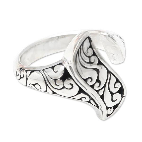 Alternate image for Handmade Sterling Silver Wrap Ring Winter Herbs