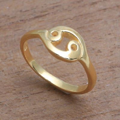 Primary image for 18k Gold Plated Sterling Silver Cancer Band Ring Golden Cancer