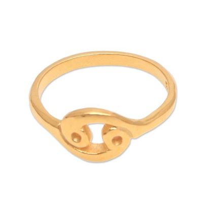 Alternate image for 18k Gold Plated Sterling Silver Cancer Band Ring Golden Cancer