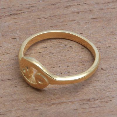 Alternate image for 18k Gold Plated Sterling Silver Cancer Band Ring Golden Cancer