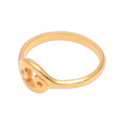 Alternate image for 18k Gold Plated Sterling Silver Cancer Band Ring Golden Cancer