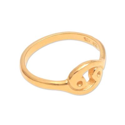 Alternate image for 18k Gold Plated Sterling Silver Cancer Band Ring Golden Cancer