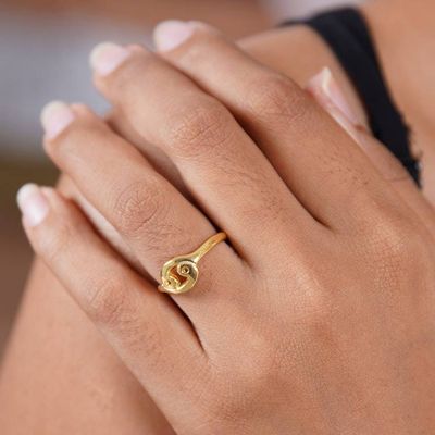 Alternate image for 18k Gold Plated Sterling Silver Cancer Band Ring Golden Cancer
