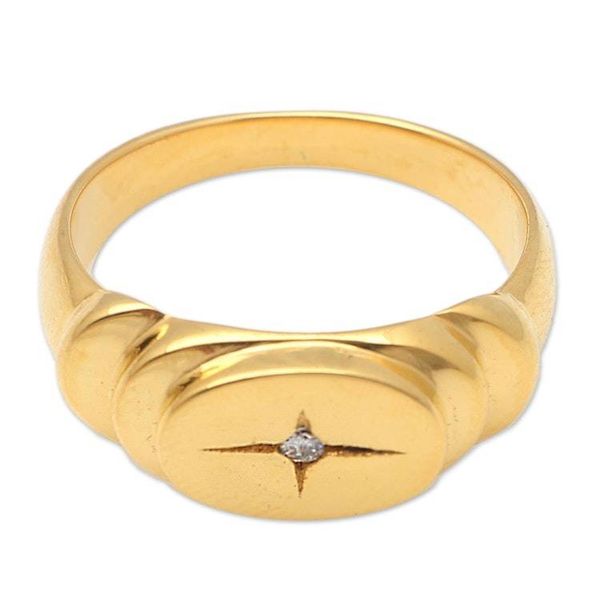 Alternate image for Gold-Plated Cubic Zirconia Cocktail Ring Oval Cross