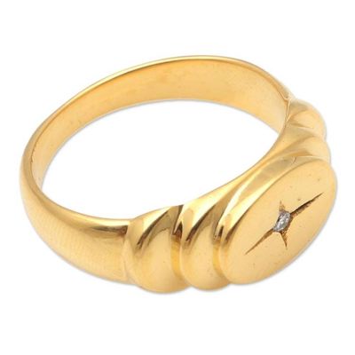 Alternate image for Gold-Plated Cubic Zirconia Cocktail Ring Oval Cross