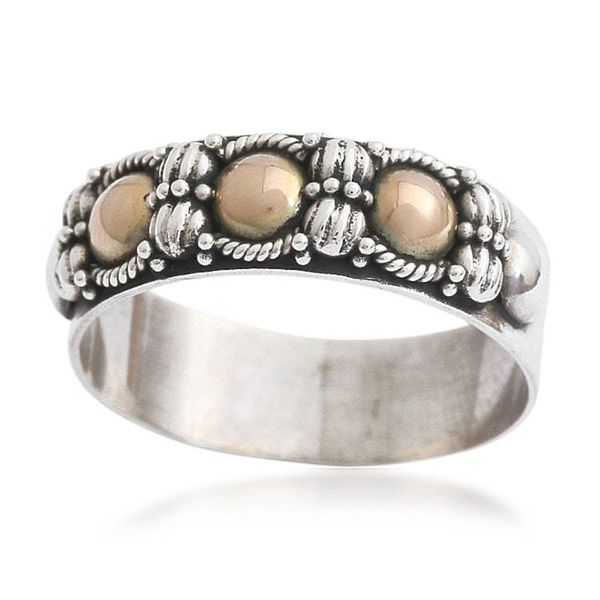 Alternate image for Hand Crafted Silver Ring with Accents in 18k Gold Five Moons