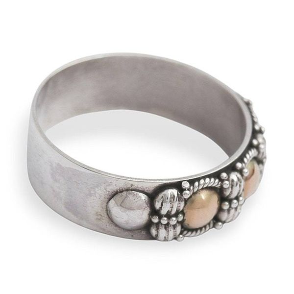 Alternate image for Hand Crafted Silver Ring with Accents in 18k Gold Five Moons