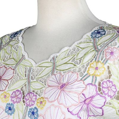 Alternate image for Colorful Floral Embroidered Rayon Blouse from Bali Springtime Mallow