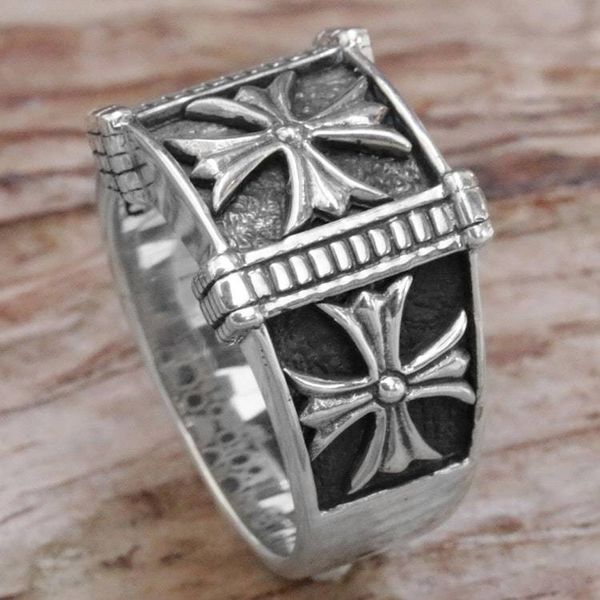 Alternate image for Indonesian Mens Sterling Silver Engraved Handmade Ring Stallion Cross