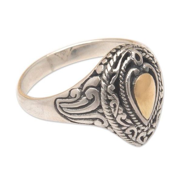 Alternate image for 18k Gold-Accented Classic Sterling Silver Cocktail Ring Golden Legend